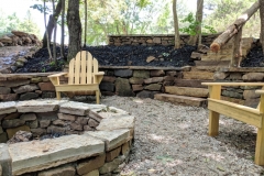 Master stone work, fire pit, and outdoor seating
